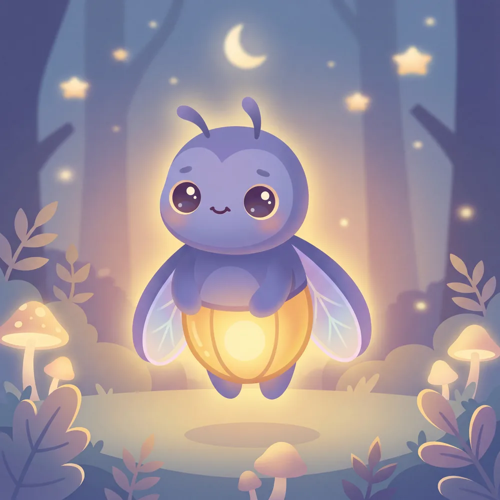 Firefly Lucciola in a night forest